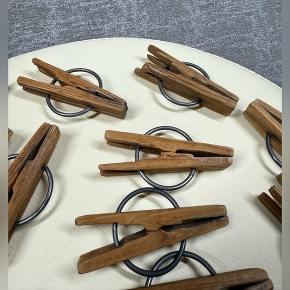 Rare 1800s Wood Clothes Pin Primitive Antique R.E. Hoyt Spring 1887 Set of 25 - Picture 3 of 6